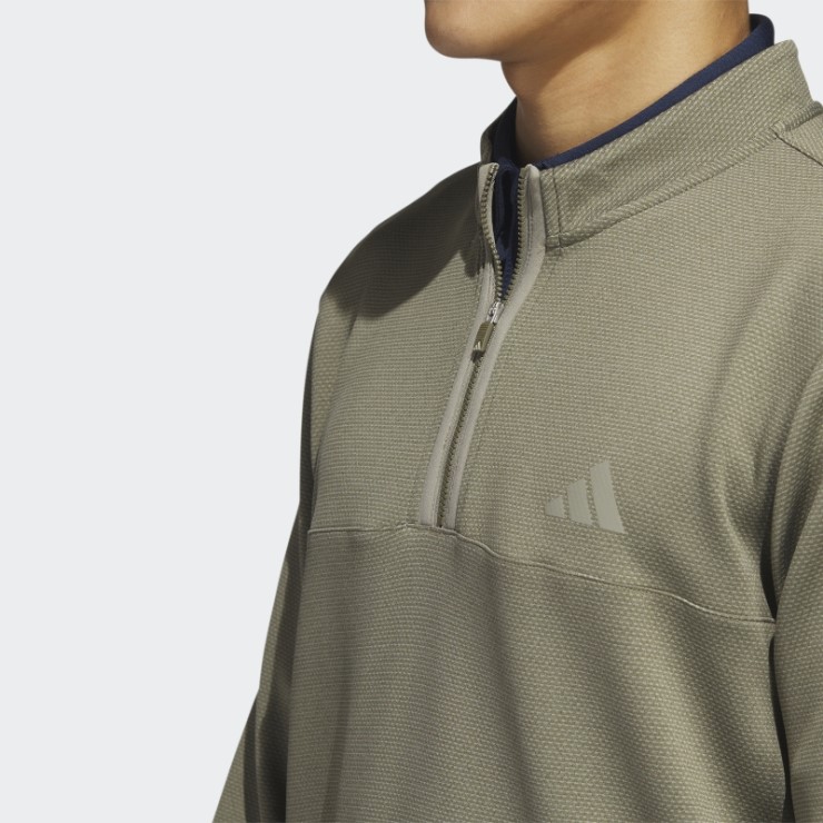 Jersey De Golf Verde Oliva Con Micropuntos Y Cremallera De 1/4 Adidas