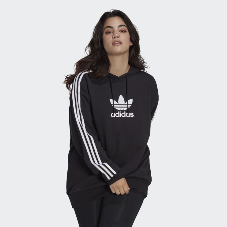 Sudadera Con Capucha Negra Adicolor Trefoil (tallas Grandes) Adidas
