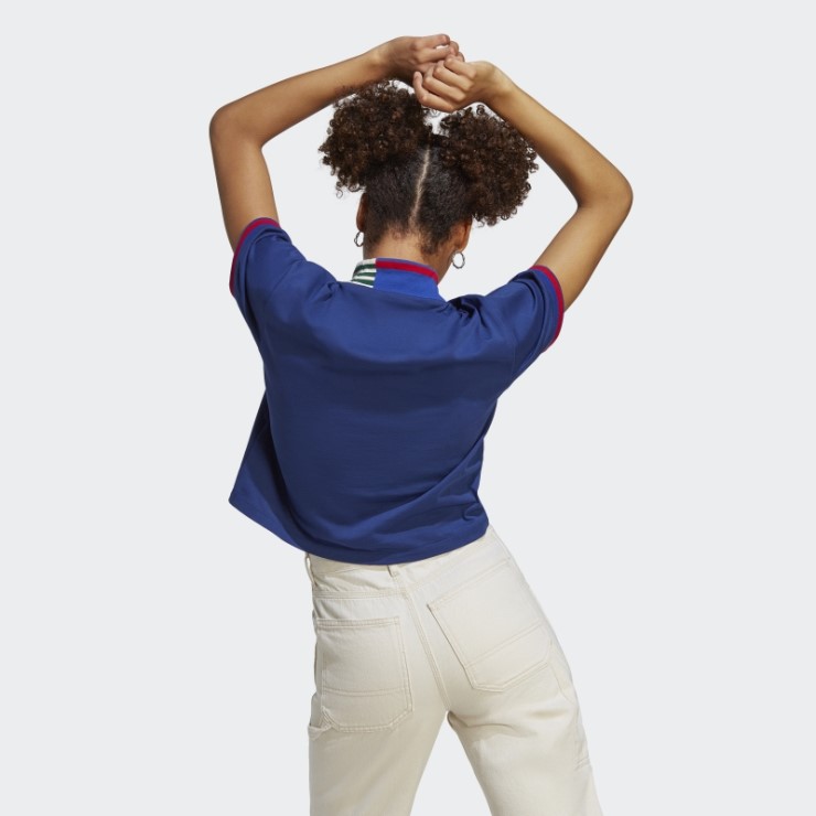 Camiseta Corta Con Cuello Rib De Adidas Azul Victoria