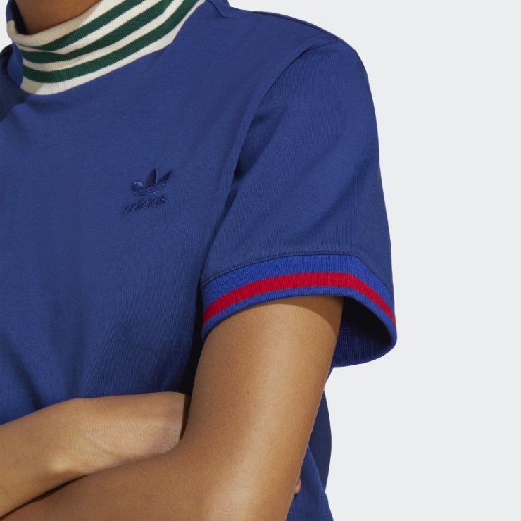 Camiseta Corta Con Cuello Rib De Adidas Azul Victoria