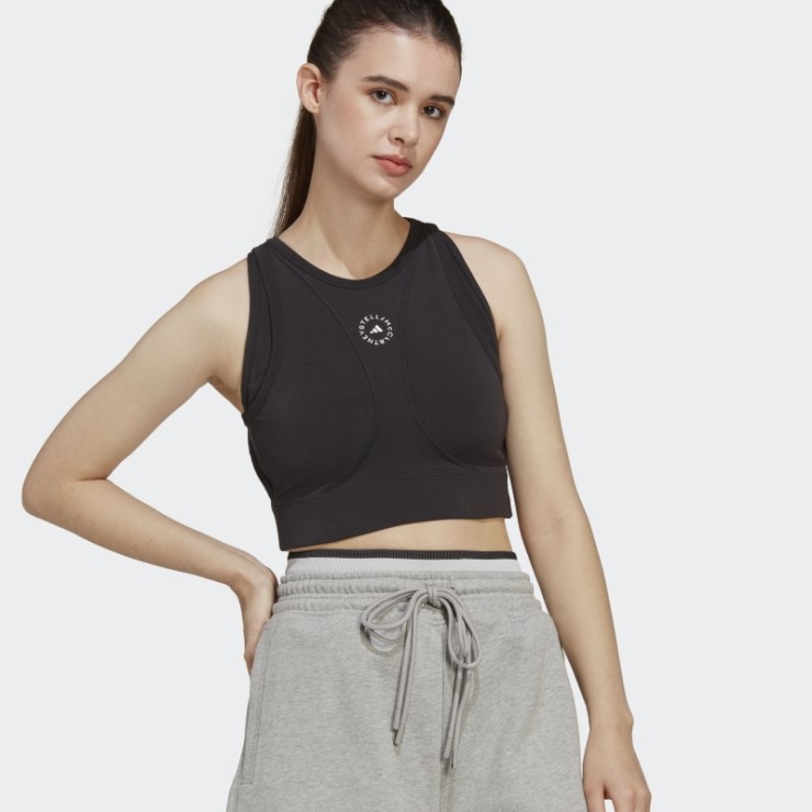 Negro Adidas Por Stella Mccartney Truestrength Yoga Crop Top Moda