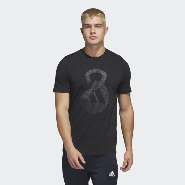 Camiseta Negra De Manga Corta Con Gráfico Del Logo De Entrenamiento Aeroready De Adidas