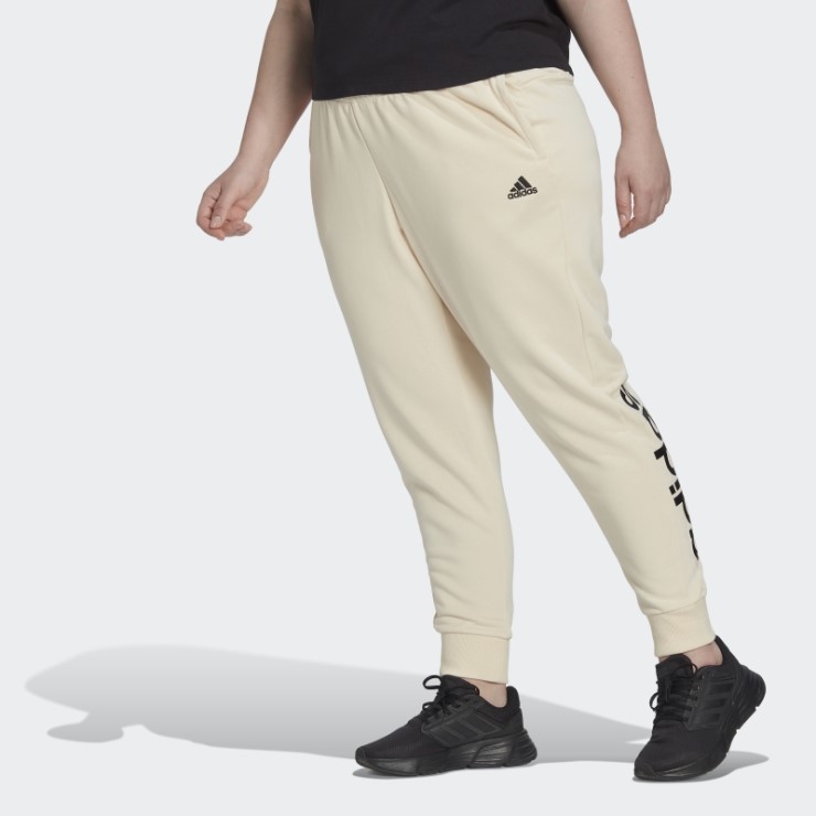 Pantalones Adidas Ecru Tint Essentials French Terry Logo (talla Grande)