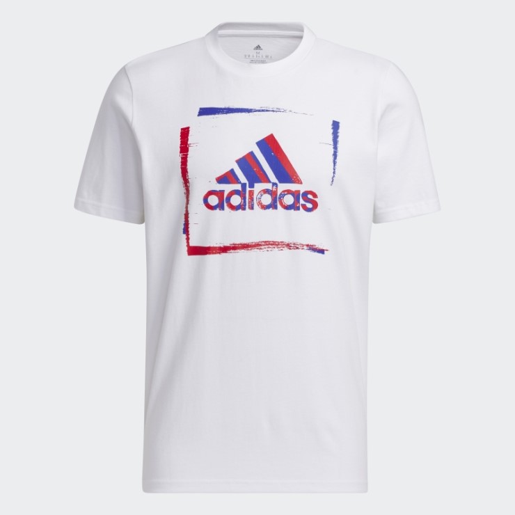 Camiseta Gráfica De Manga Corta Con Plantilla De Dos Tonos Adidas Blanca