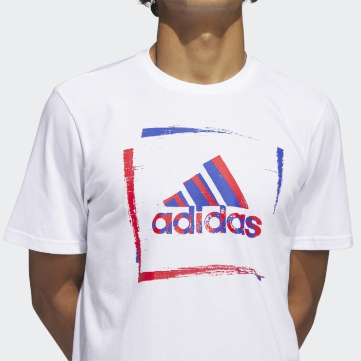 Camiseta Gráfica De Manga Corta Con Plantilla De Dos Tonos Adidas Blanca