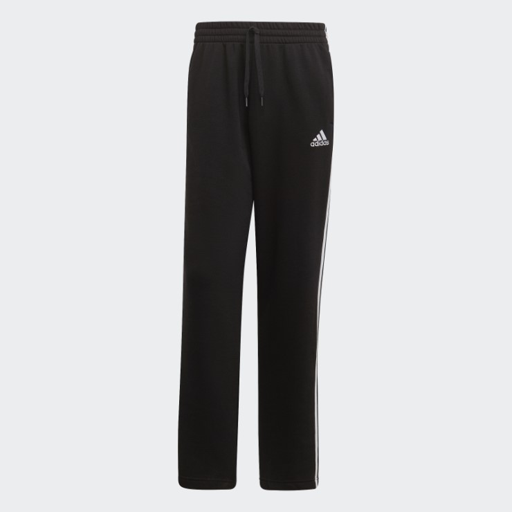 Adidas Pantalones Negros Esenciales De Polar Con Dobladillo Abierto Y 3 Rayas