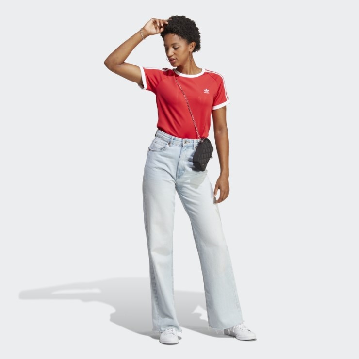 Camiseta Adicolor Classics Slim 3 Rayas Escarlata Adidas