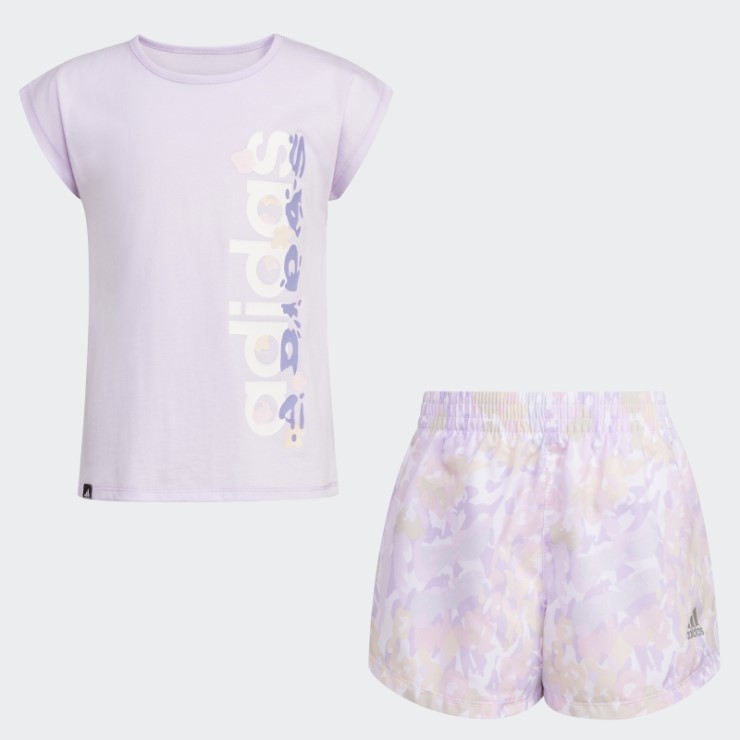 Conjunto Corto Adidas Purple Tint Mel Tee Wvn Aop