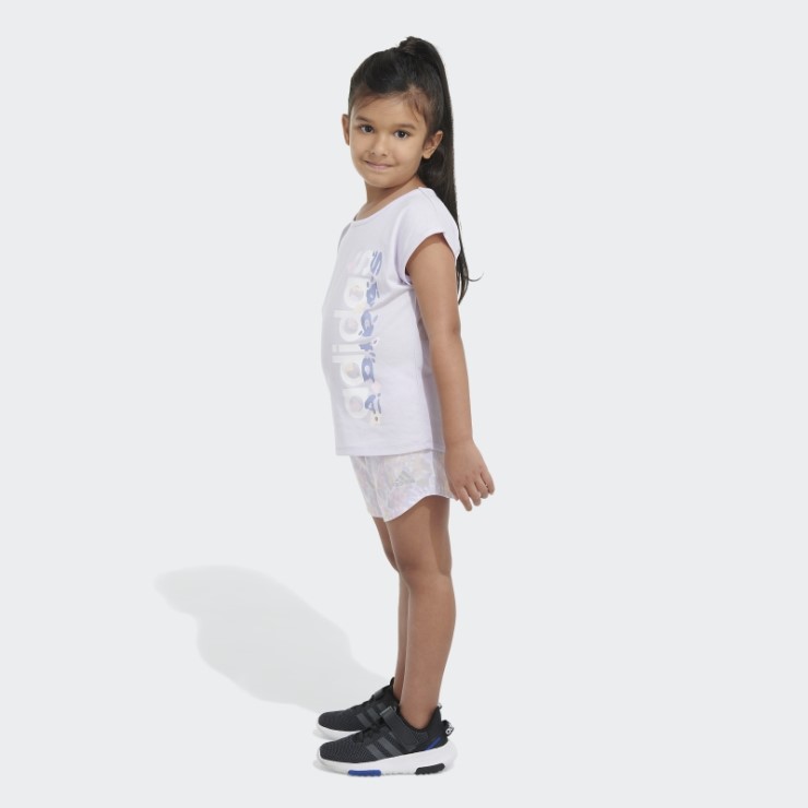 Conjunto Corto Adidas Purple Tint Mel Tee Wvn Aop