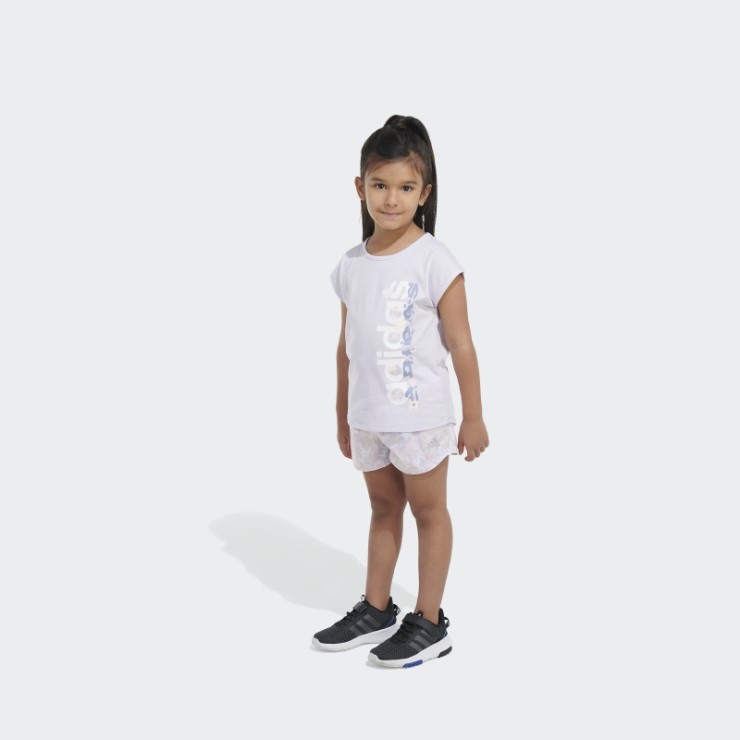 Conjunto Corto Adidas Purple Tint Mel Tee Wvn Aop