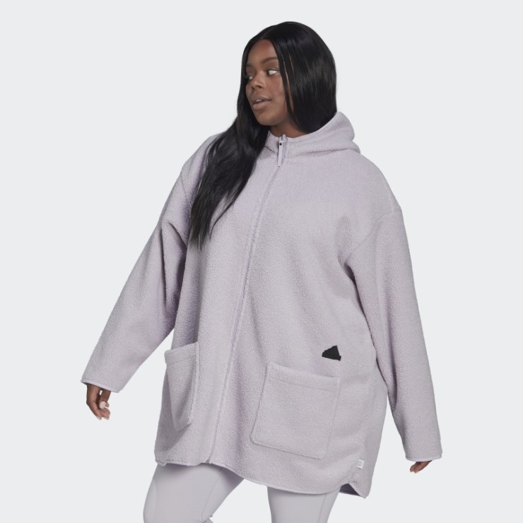 Sudadera Larga Con Capucha De Forro Polar (talla Grande) Adidas Silver Sunrise