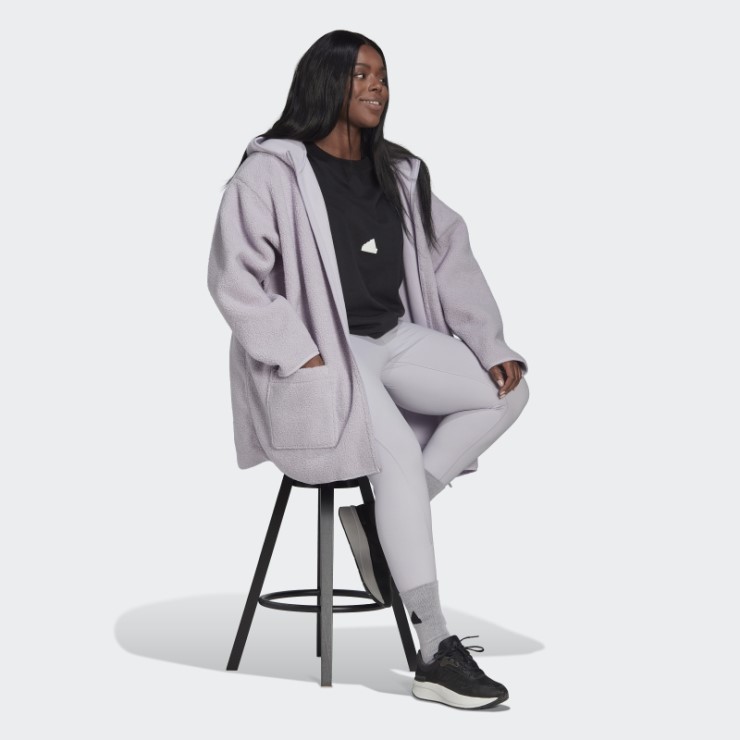 Sudadera Larga Con Capucha De Forro Polar (talla Grande) Adidas Silver Sunrise