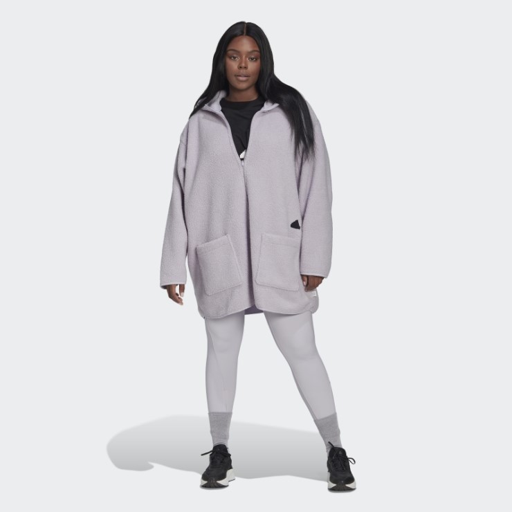 Sudadera Larga Con Capucha De Forro Polar (talla Grande) Adidas Silver Sunrise