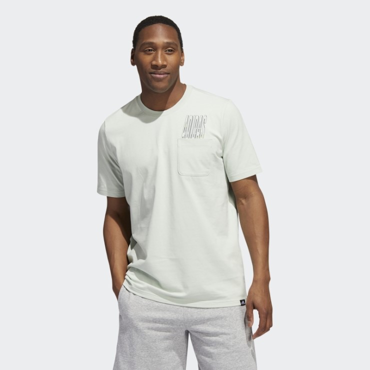 Adidas Camiseta Verde Con Bolsillo Gráfico De Deporte Dinámico