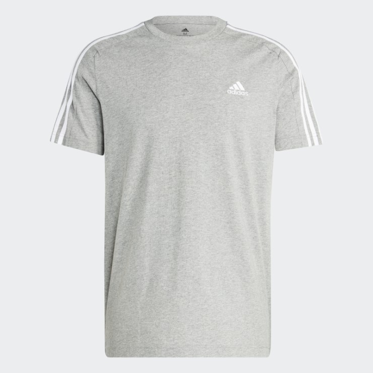 Camiseta Adidas Essentials Single Jersey 3 Rayas Gris Medio