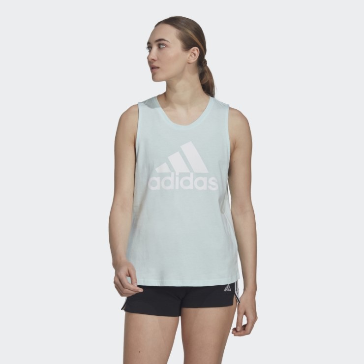 Camiseta Sin Mangas Essentials Con Logo Grande Azul Adidas
