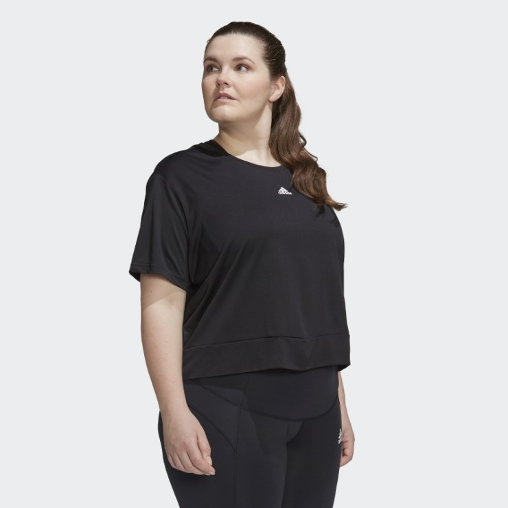 Adidas Aeroready Studio Camiseta Corta Suelta Negra (talla Grande)