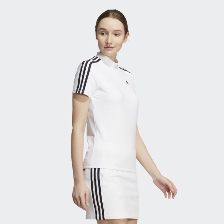 Camiseta Con Cuello Alto Y 3 Rayas Adidas Blanca