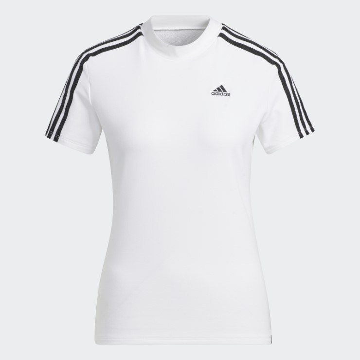 Camiseta Con Cuello Alto Y 3 Rayas Adidas Blanca