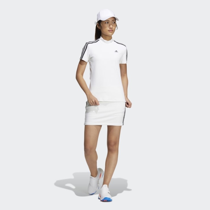 Camiseta Con Cuello Alto Y 3 Rayas Adidas Blanca