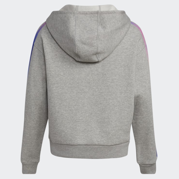 Adidas Sudadera Con Capucha De Forro Polar Multicolor Con 3 Rayas En Gris Medio