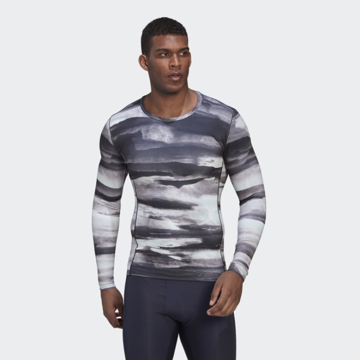 Adidas Allover Print Yoga Training Camiseta De Manga Larga Multicolor