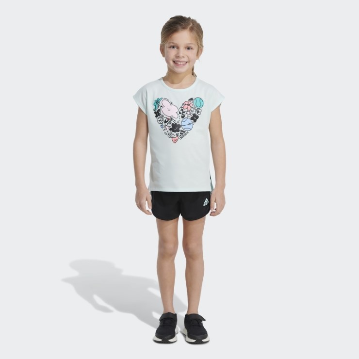 Conjunto De Camiseta Gráfica Y Shorts De Malla Ice Mint Adidas