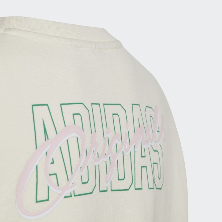 Adidas Graphic Print Crop Crew Sudadera Blanca