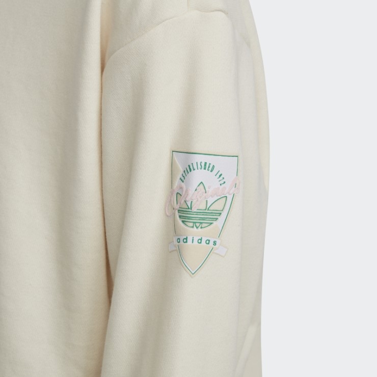 Adidas Graphic Print Crop Crew Sudadera Blanca