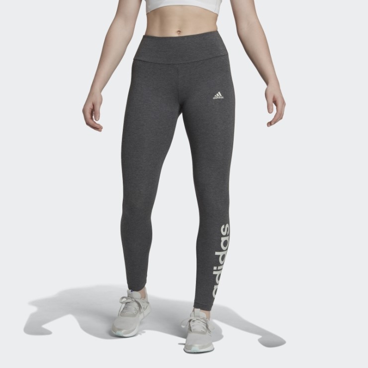 Gris Oscuro Jaspeado Leggings De Cintura Alta Esenciales Con Logo Adidas