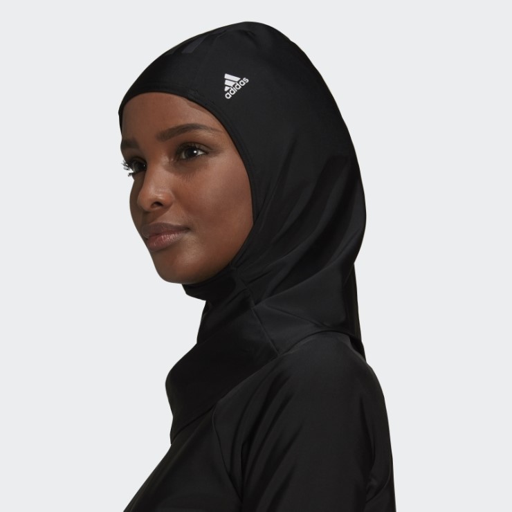 Hijab De Baño Negro Con 3 Rayas De Adidas