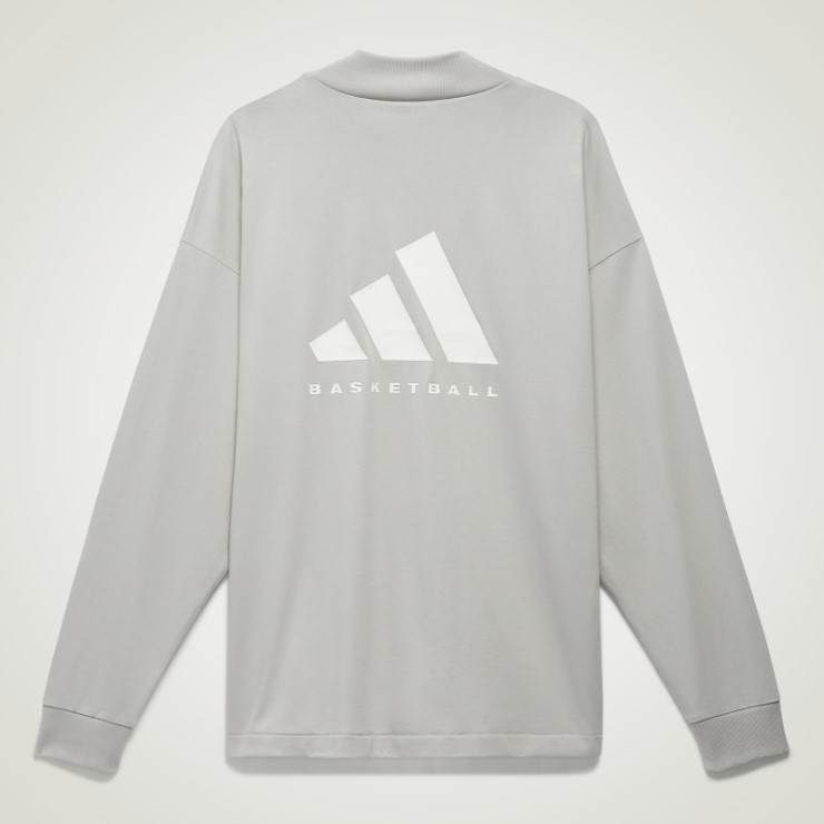 Camiseta Adidas Basketball Manga Larga Gris Metal