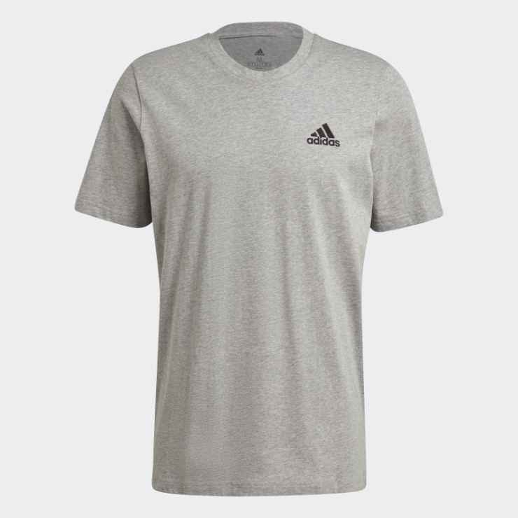 Adidas Camiseta Con Logo Pequeño Bordado Essentials Gris Medio