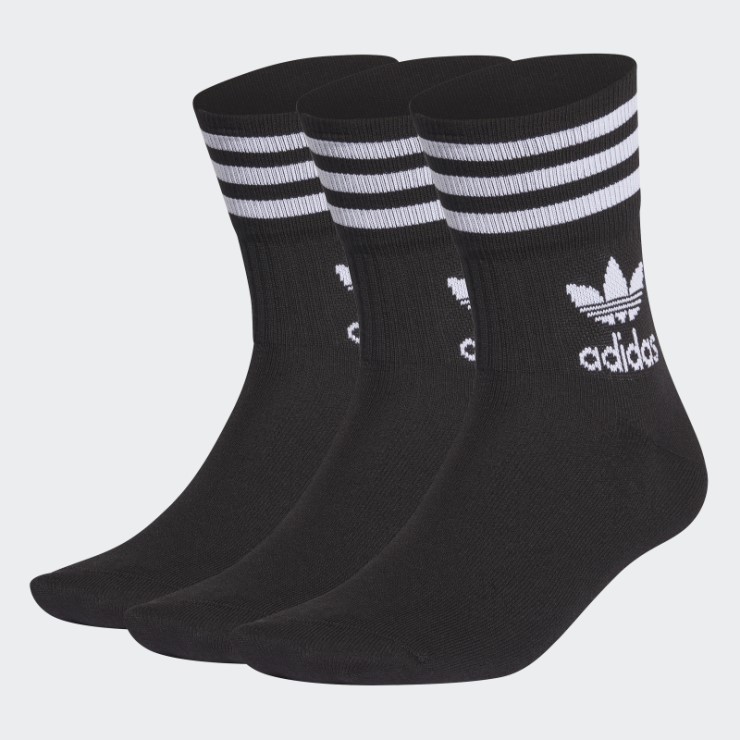 Calcetines Adidas Negros De Corte Medio - 3 Pares