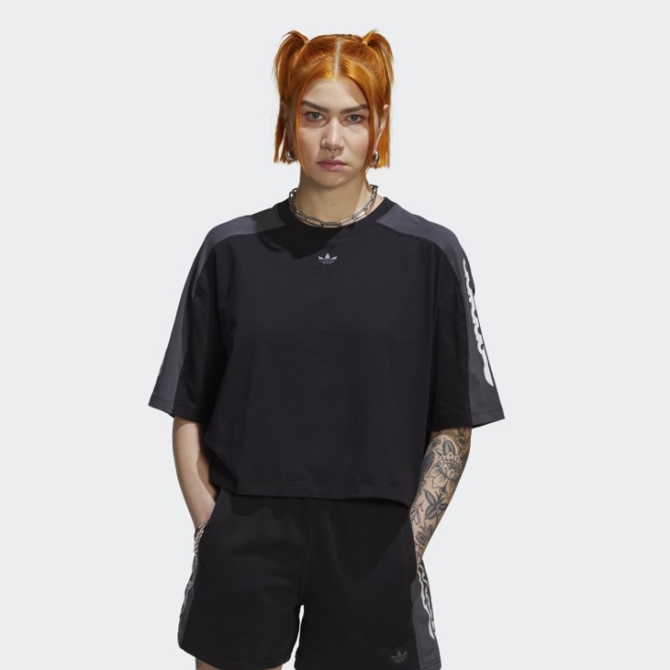 Adidas Block Graphic Crop Camiseta Negra