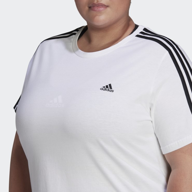 Adidas Essentials Slim 3-stripes Camiseta (talla Grande) Blanco