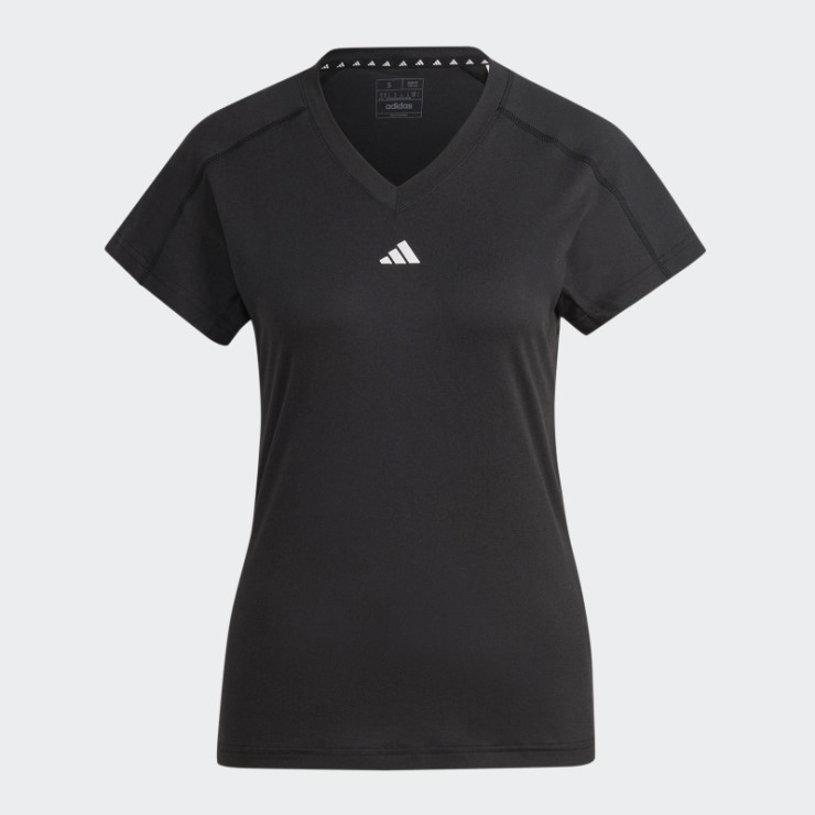 Camiseta Negra Con Cuello En V Aeroready Train Essentials Minimal Branding Adidas