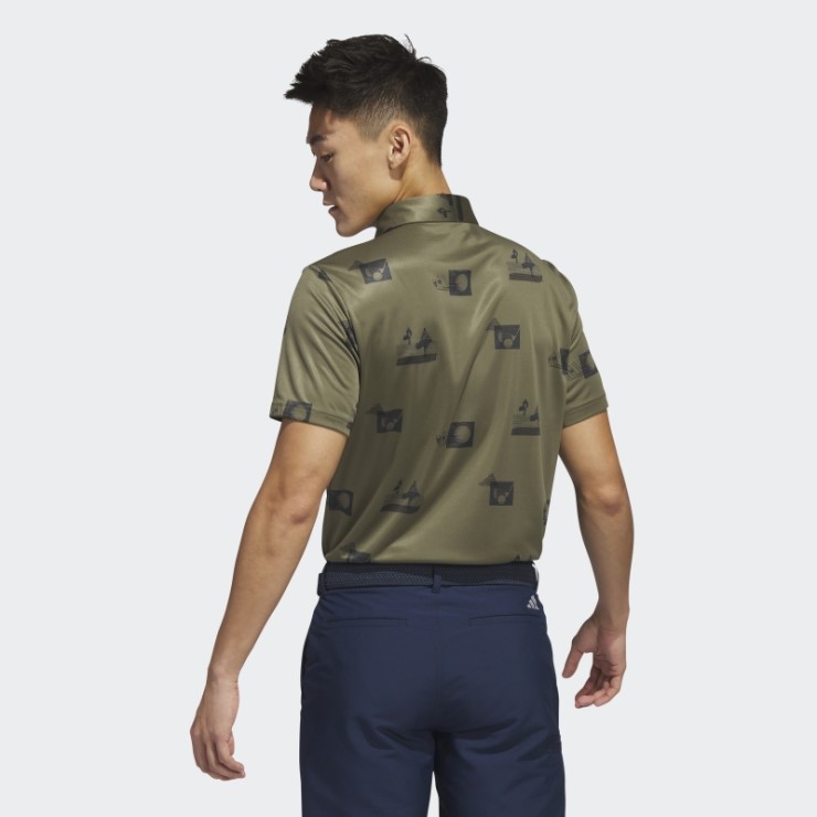 Polo Adidas Allover Print Verde Oliva