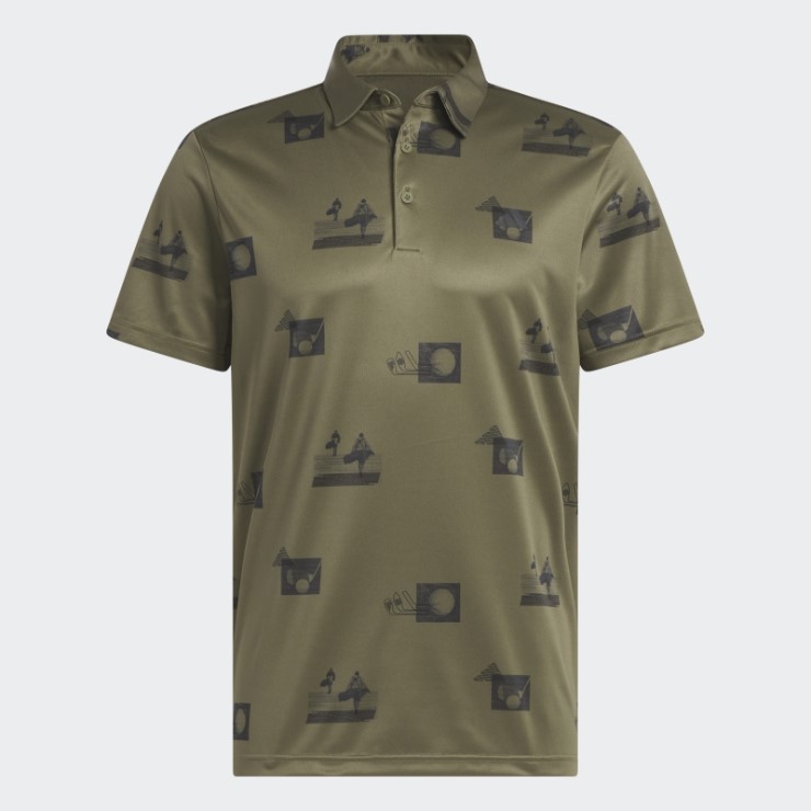 Polo Adidas Allover Print Verde Oliva