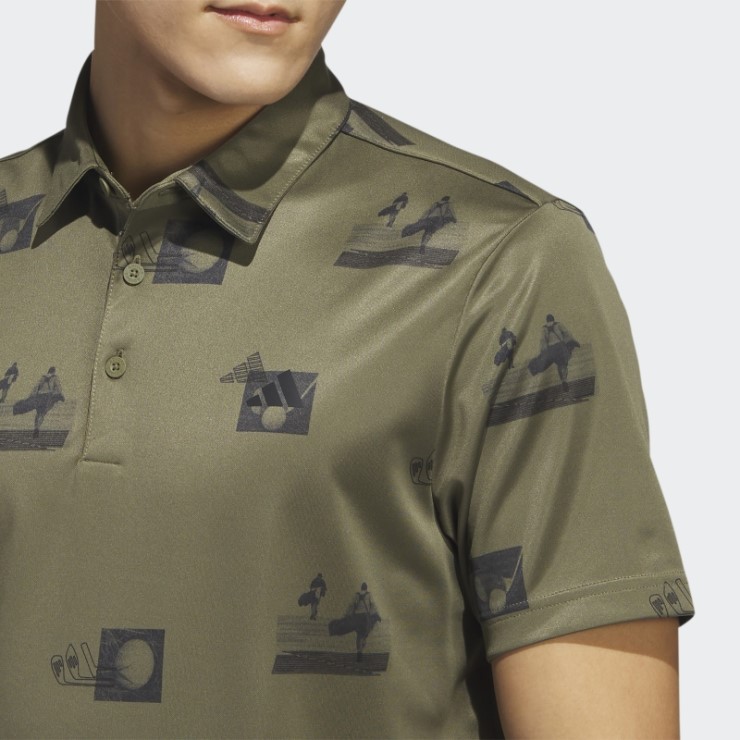 Polo Adidas Allover Print Verde Oliva