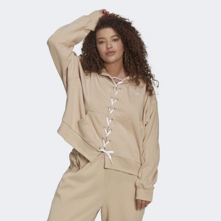 Sudadera Beige Con Cordones Always Original (tallas Grandes) Adidas