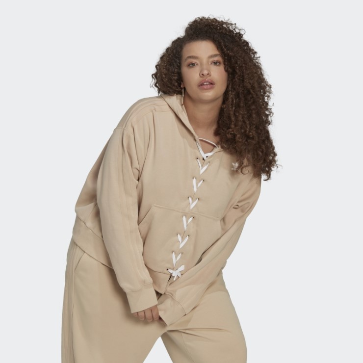 Sudadera Beige Con Cordones Always Original (tallas Grandes) Adidas