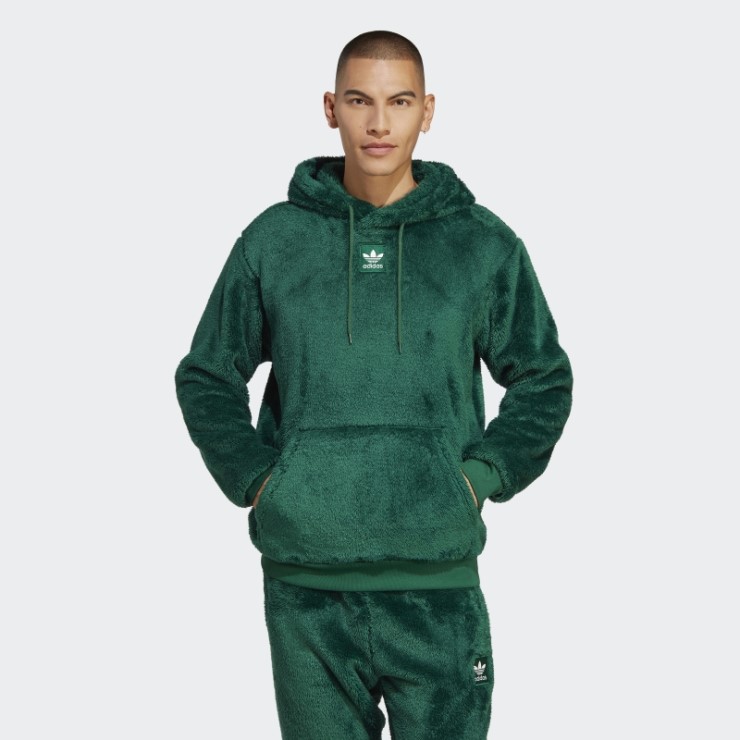 Sudadera Con Capucha Essentials+ Fluffy Adidas Verde Oscuro