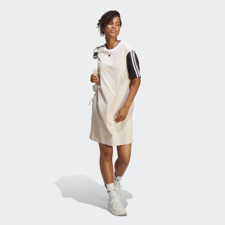 Vestido Estilo Boyfriend Con 3 Rayas Y Diseño Básico De Cuarzo Adidas