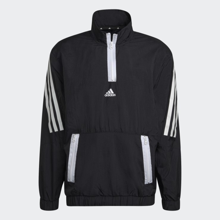Adidas Sudadera Negra Con Cremallera De 1/4 Y 3 Rayas De Iconos Del Futuro