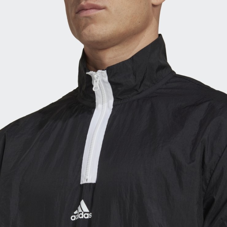 Adidas Sudadera Negra Con Cremallera De 1/4 Y 3 Rayas De Iconos Del Futuro