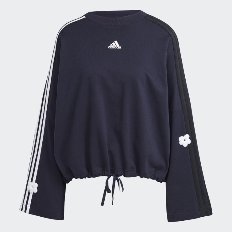 Sudadera Adidas De 3 Rayas Con Parches De Flores De Chenilla Color Tinta