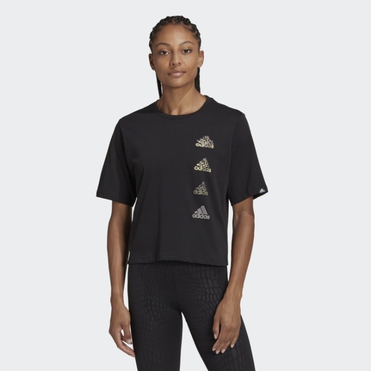 Adidas Camiseta Negra Aeroready Con Gráfico Corto De Entrenamiento