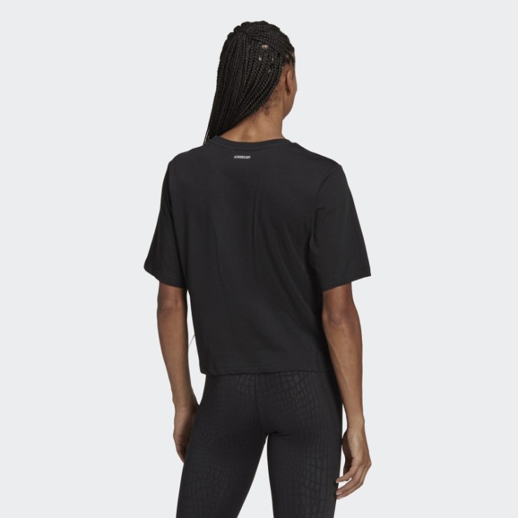 Adidas Camiseta Negra Aeroready Con Gráfico Corto De Entrenamiento