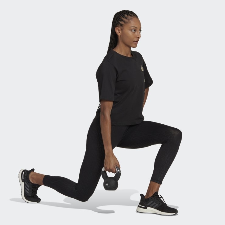 Adidas Camiseta Negra Aeroready Con Gráfico Corto De Entrenamiento